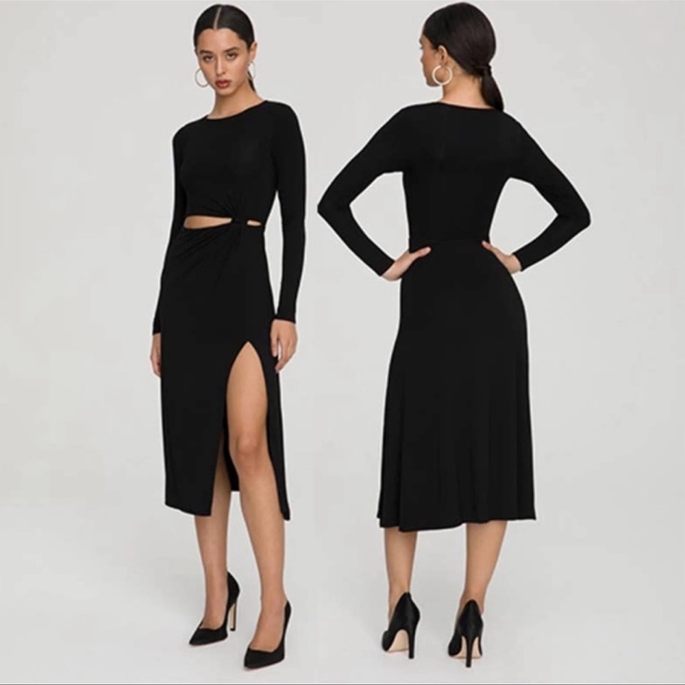 Good American Cut Out Double Layered Midi Dress